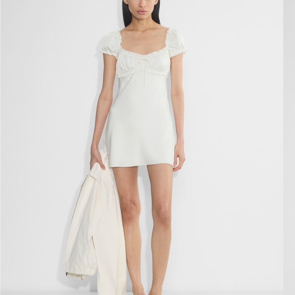 Aritzia Quill Satin Dress White